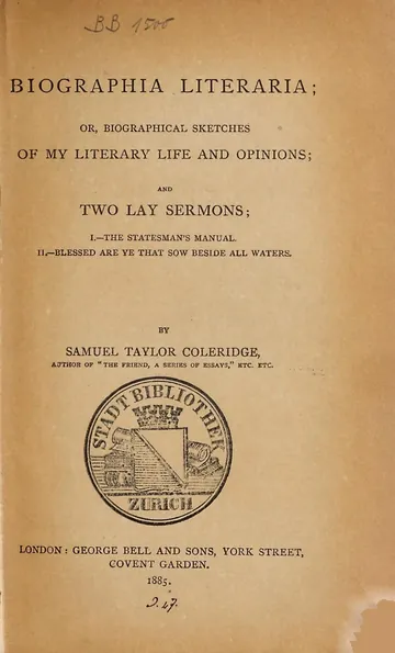 Biographia Literaria by Samuel Taylor Coleridge, book cover
