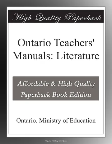 Ontario Teachers' Manuals by Ontario Ministry of Education, book cover