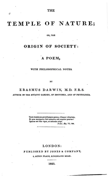 The Temple of Nature by Erasmus Darwin, book cover