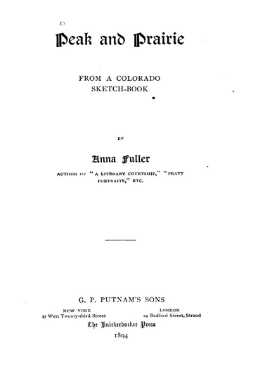 Peak and Prairie by Anna Fuller, book cover