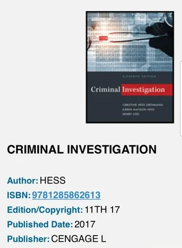 Criminal Investigation by Kären M. Hess, book cover