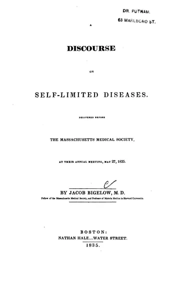 A Discourse On Self-Limited Diseases by Jacob Bigelow, book cover