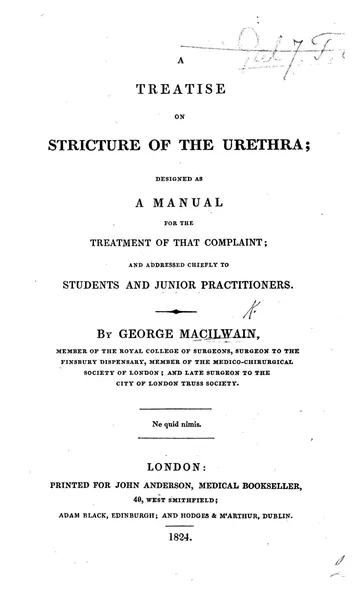 A Treatise on Stricture of the Urethra by George Macilwain, book cover