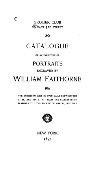 Catalogue of an Exhibition of Portraits Engraved by Grolier Club, book cover