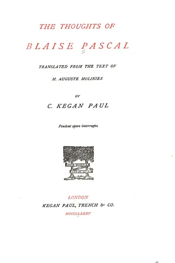 The Thoughts of Blaise Pascal by Blaise Pascal, book cover