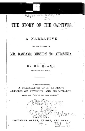 The Story of the Captives by Henry Blanc, book cover