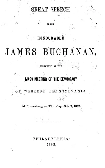 Great Speech of the Honourable James Buchanan by James Buchanan, book cover