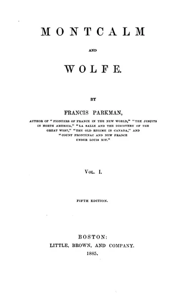 Montcalm and Wolfe by Francis Parkman, book cover