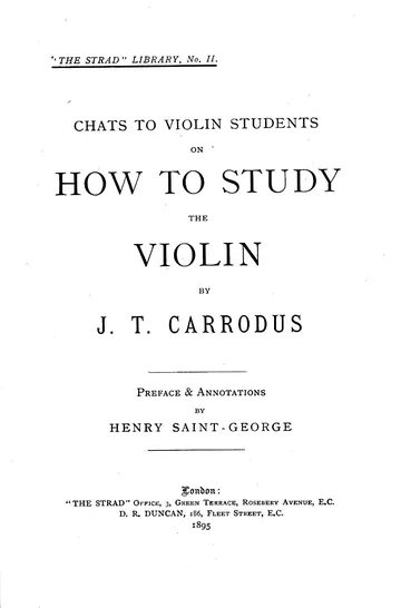 Chats To Violin Students On How To Study The Violin by John Tiplady Carrodus, book cover