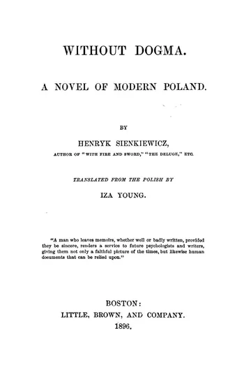 Without Dogma by Henryk Sienkiewicz, book cover