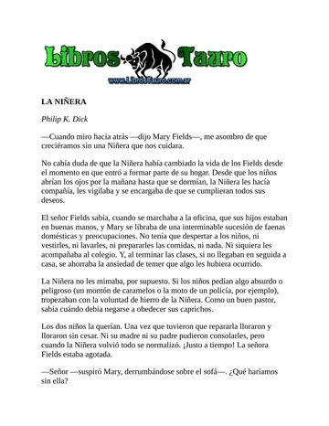 LA NIÑERA de Philip K. Dick, portada del libro