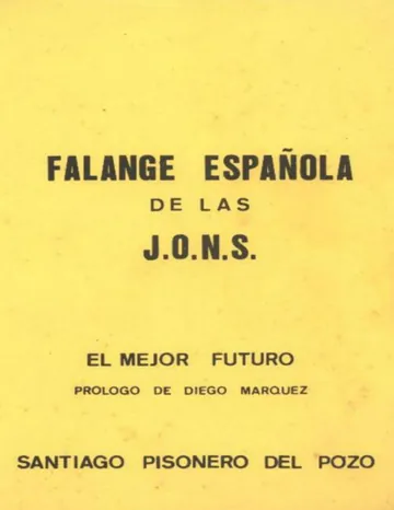 Falange Española de las J.O.N.S de Santiago Pisonero del Poz, portada del libro