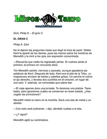 EL GRAN C de Philip K. Dick, portada del libro