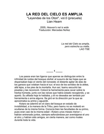 La red del Cielo es amplia. Leyendas Otor 00 de Lian Hearn, portada del libro