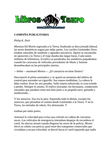 CAMPAÑA PUBLICITARIA de Philip K. Dick, portada del libro