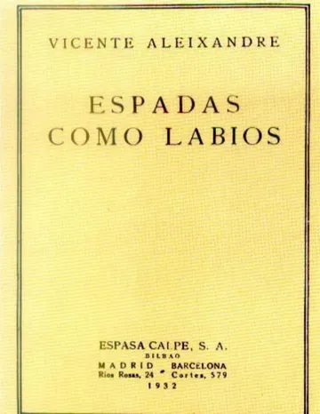 Espadas como labios de Vicente Aleixandre, portada del libro