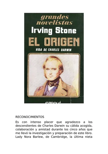 El origen - Vida de Charles Darwin de usuario, portada del libro