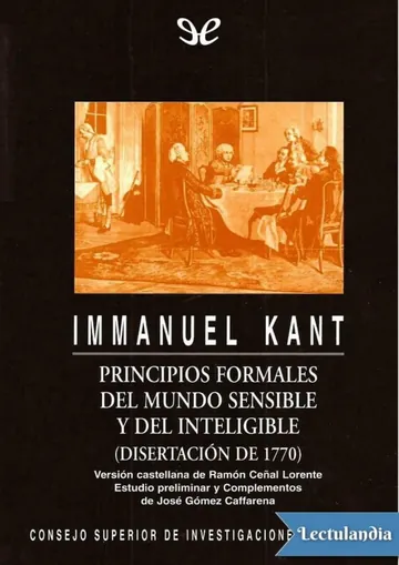 Principios formales del mundo sensible y del inteligible (Disertación de 1770) de Immanuel Kant, portada del libro