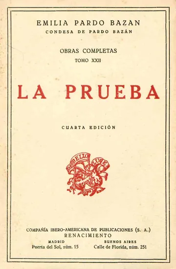 La prueba de Emilia Pardo Bazán, portada del libro