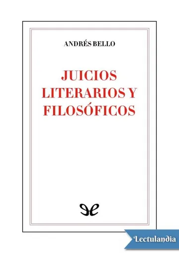 Juicios literarios y filosóficos de Andrés Bello, portada del libro