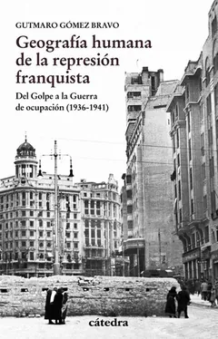 Geografía humana de la represión franquista de Gutmaro Gómez Bravo, portada del libro