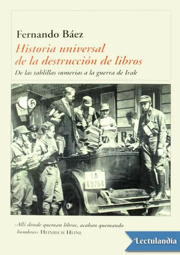 Historia universal de la destrucción de libros de Fernando Báez, portada del libro