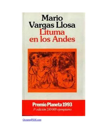Lituma en los Andes de Mario Vargas Llosa, portada del libro