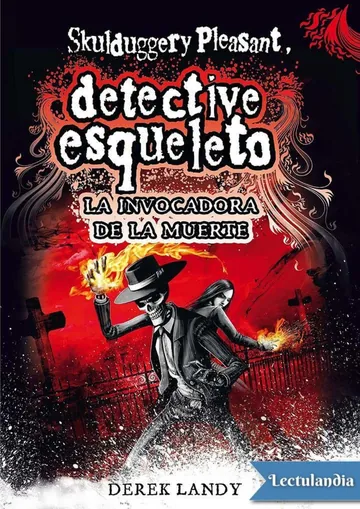 La invocadora de la muerte de Derek Landy, portada del libro
