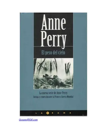 El peso del cielo de Anne Perry, portada del libro