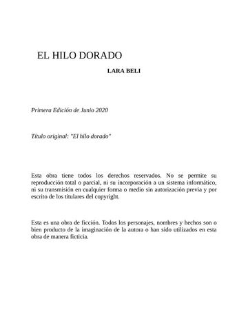 El hilo dorado de Lara Beli, portada del libro