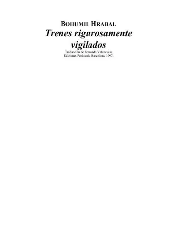 Trenes rigurosamente vigilados de Bohumil Hrabal, portada del libro