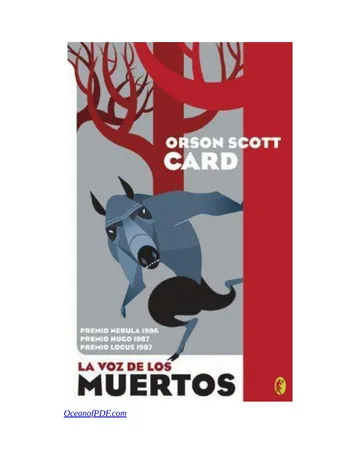La voz de los muertos de Orson Scott Card, portada del libro