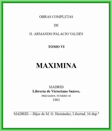 Maximina de Armando Palacio Valdés, portada del libro