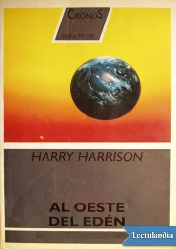 Al oeste del Edén de Harry Harrison, portada del libro