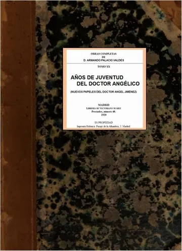 Años de juventud del doctor Angélico de Armando Palacio Valdés, portada del libro