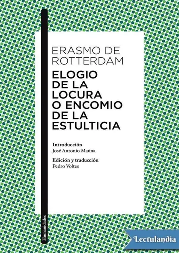 Elogio de la locura o Encomio de la estulticia de Erasmo de Rotterdam, portada del libro