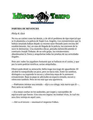 PARTIDA DE REVANCHA de Philip K. Dick, portada del libro