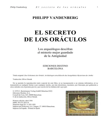 El secreto de los oráculos de Vandenberg, portada del libro
