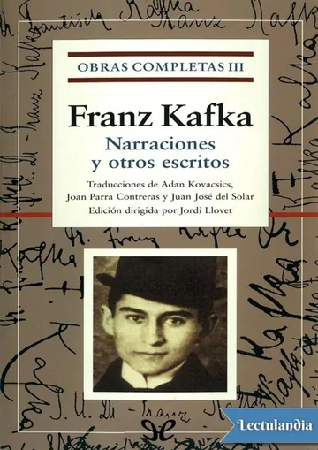 Narraciones y otros escritos de Franz Kafka, portada del libro