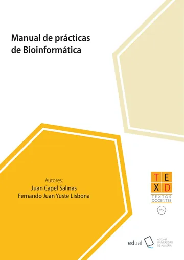 Manual de prácticas de Bioinformática de Juan Capel Salinas y Fernando Juan Yuste Lisbona, portada del libro