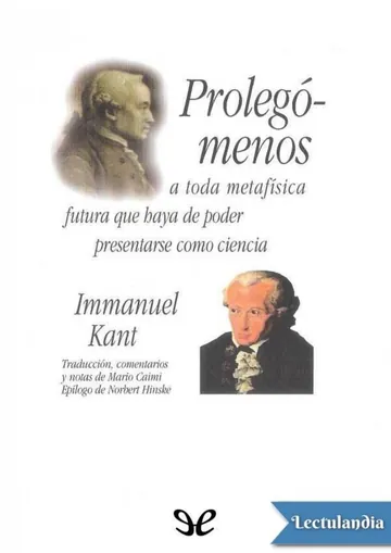 Prolegómenos a toda metafísica futura que haya de poder presentarse como ciencia de Immanuel Kant, portada del libro