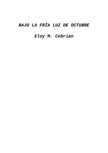 Bajo la fría luz de octubre de Eloy M. Cebrián, portada del libro