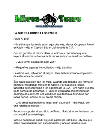 LA GUERRA CONTRA LOS FNULS de Philip K. Dick, portada del libro