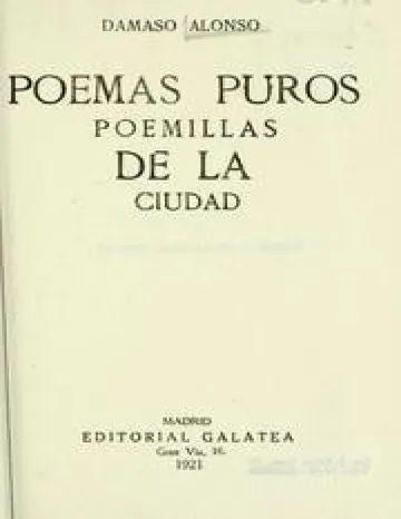 Poemas puros, poemillas de la c de Damaso Alonso, portada del libro