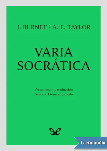 Varia socrática de John Burnet, portada del libro