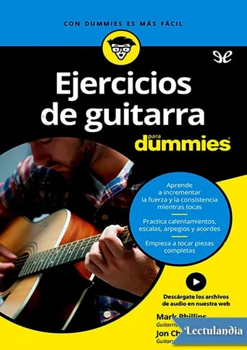 Ejercicios de guitarra para dummies de Mark Phillips, portada del libro