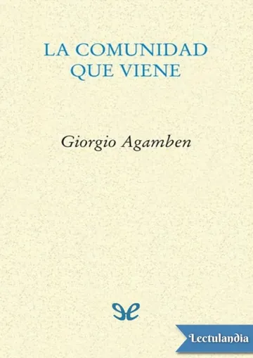 La comunidad que viene de Giorgio Agamben, portada del libro