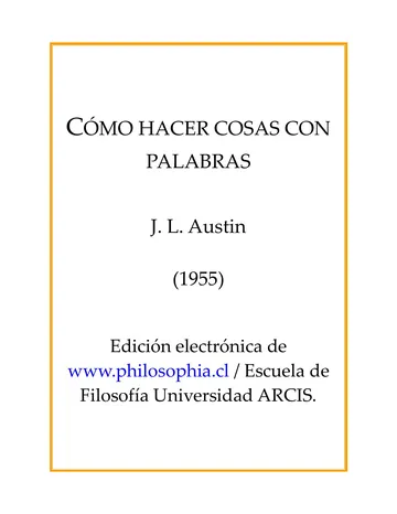 Cómo hacer cosas con palabras de John Austin, portada del libro