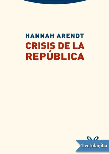 Crisis de la República de Hannah Arendt, portada del libro