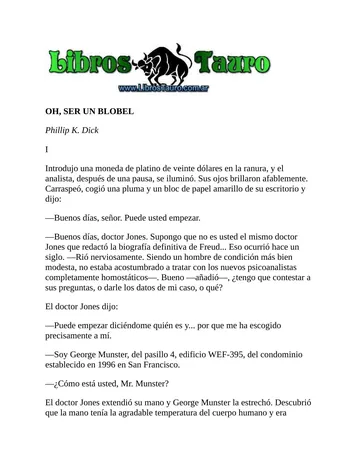 OH, SER UN BLOBEL de Philip K. Dick, portada del libro